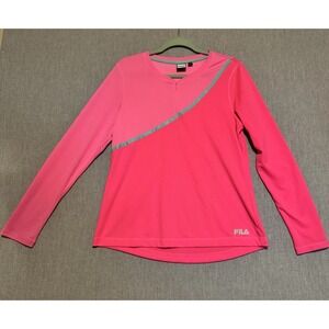 Fila Sport Womens Active Tee Hot Pink Long Sleeve Pullover Large